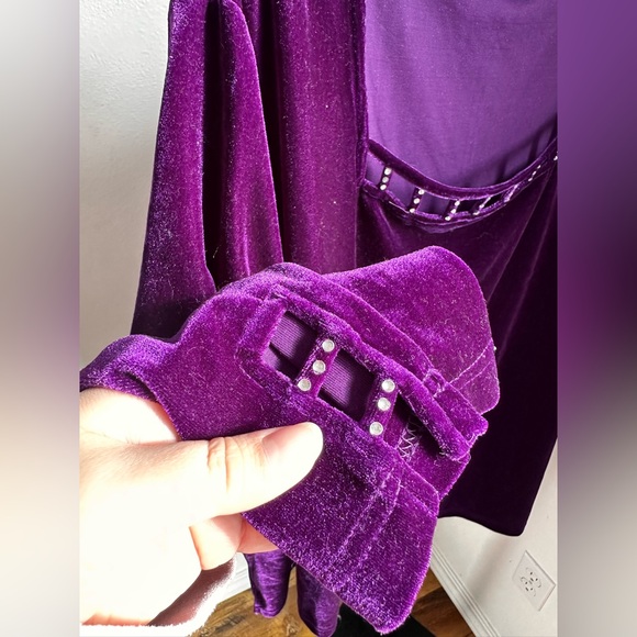 Quaker factory 3X velour purple long sleeve top - Picture 2 of 4